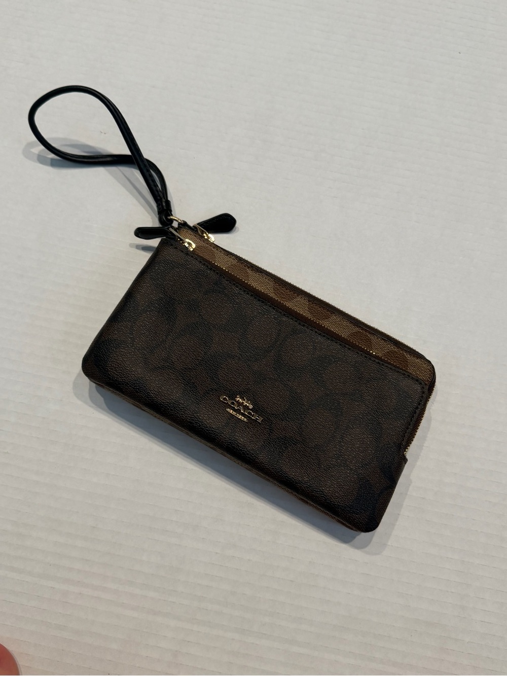 Coach Large Zip Wristlet Wallet Double Zip Signature Canvas 8x5